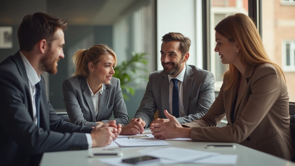 Профессиональное совещание команды, обсуждение стратегии, современный офис