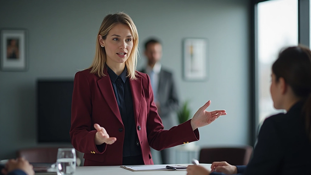 Деловая женщина проводит презентацию перед аудиторией в конференц-зале