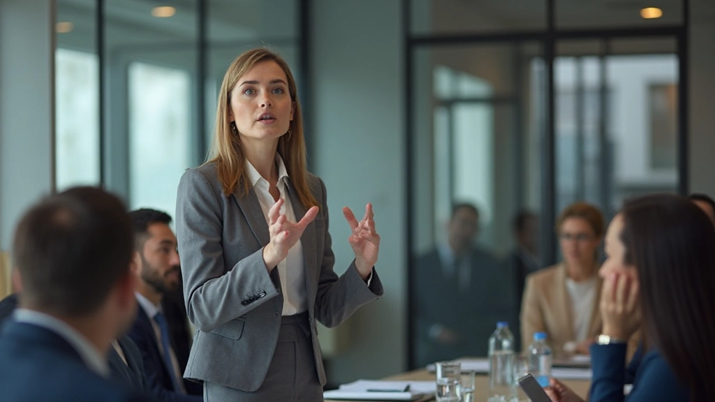 Профессионал выступает перед аудиторией во время презентации